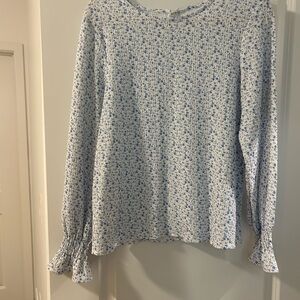 Floral Blue and White Women's Top